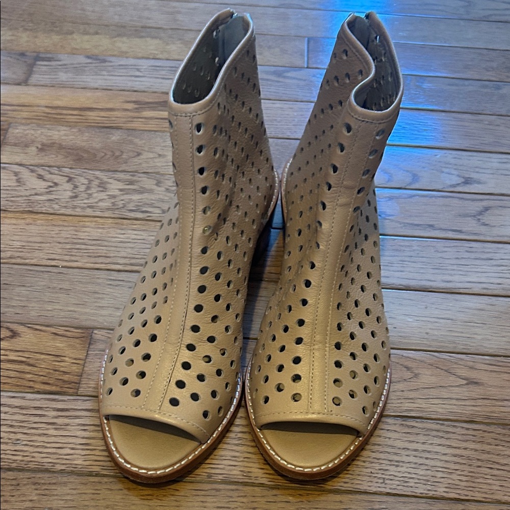 Loeffler Randall Tan Perforated Ankle Booties (originally $395)